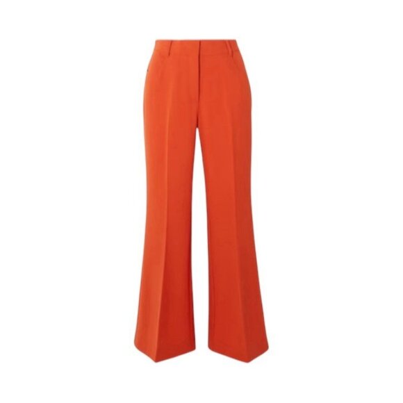 Stella McCartney High Rise Pleated Pants Womens 2 Tangerine Wool Crop Flare - Picture 2 of 16